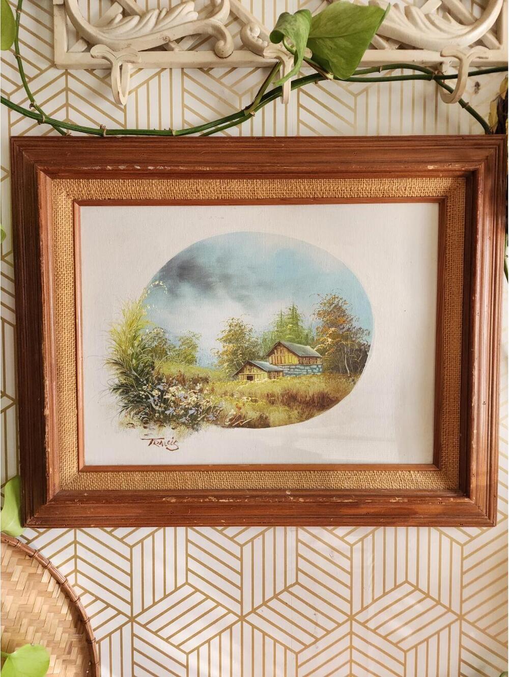 Vintage Travis "Landscape With Barn Scene" Oil Painting - Signed And Framed 21"